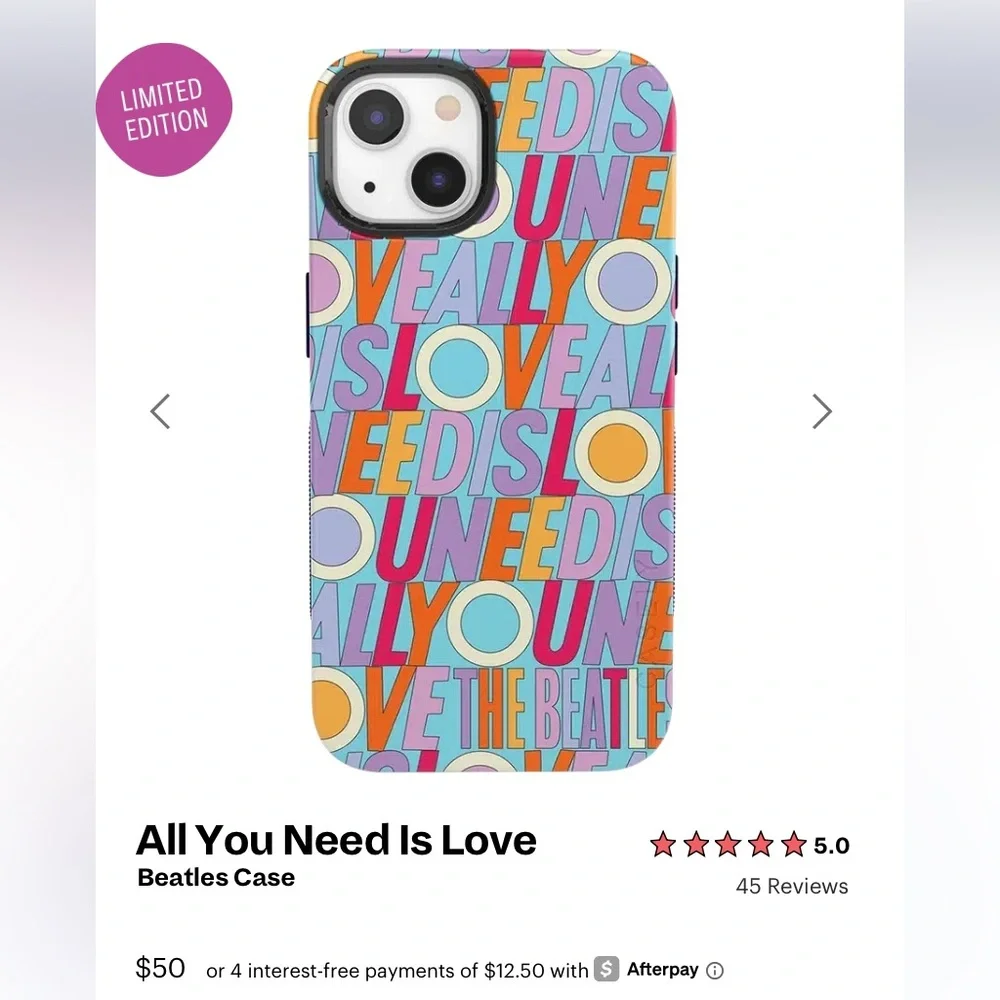 Casely Bold Beatles All You Need is Love Phone Case IPhone 13 or 14 Case - Picture 1 of 3